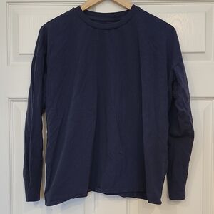 Eileen Fisher Deep Blue/ Navy Relaxed Fit Long Sleeve Top